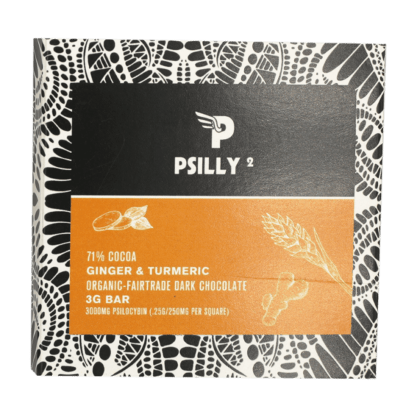 Psilly - Dark Chocolate Bar - Ginger & Turmeric | Magic Mushies Canada