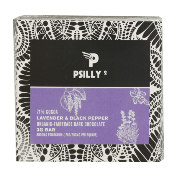 Psilly - Dark Chocolate Bar - Lavender & Black Pepper | Magic Mushies Canada